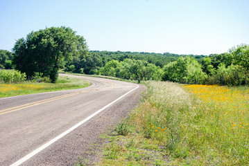 Fototapeta na wymiar rustic country farm ranch road texas
