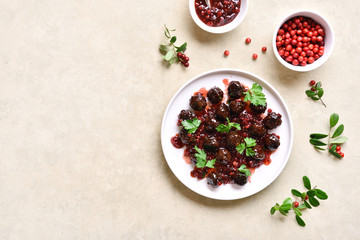 Meatballs with cranberry sauce