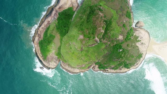 Recreio Beach with Pontal Rock in the Ocean, Pedra do Pontal, Rio de Janeiro, Brazil