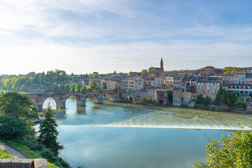 View at Cathedral of Saint Cecilia of Albi, France. Early in the evening