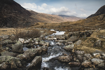 Stream Lake Idwal, Llyn Idwal, Snowdonia, Wales