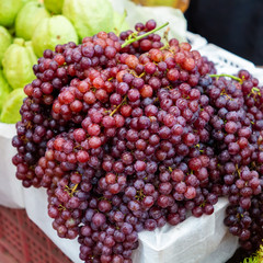 red grapes for sale at the organic farm.
