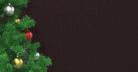 Fototapeta na wymiar Christmas Tree Branches with Dark Fabric Background