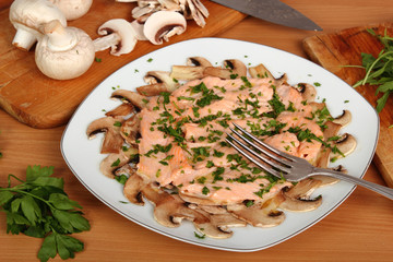 Salmon Carpaccio with Mushrooms