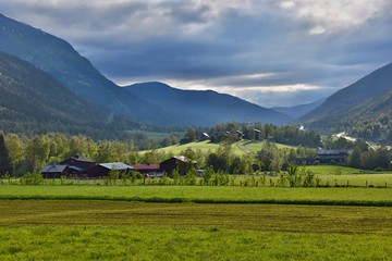 Obraz premium Village in Mountains - Norway