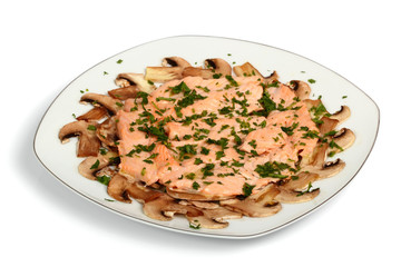 Salmon Carpaccio with Mushrooms