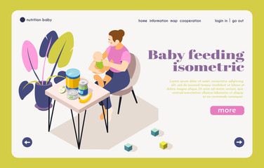 Baby Feeding Isometric Landing Page
