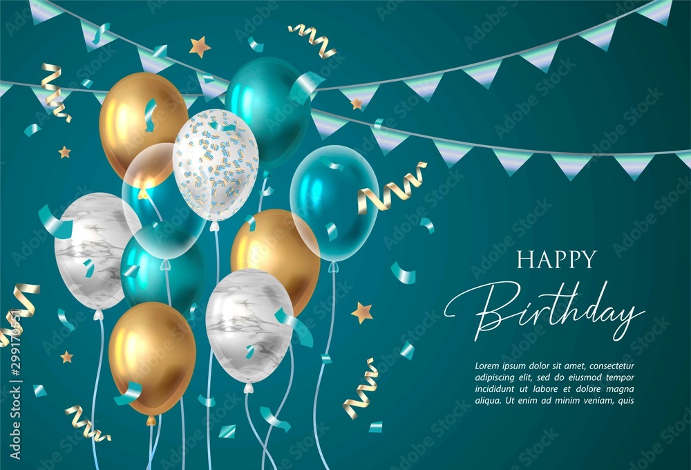 Wall mural happy birthday vector illustration. balloons.