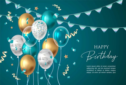 Happy birthday vector illustration. Balloons.