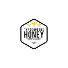 Bee vintage label isolated vector illustration