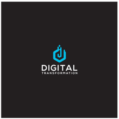 Initial Letter D Digital Logo Design Template