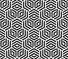 Abstract geometric pattern with stripes, lines. Seamless vector background. White and black ornament. Simple lattice graphic design