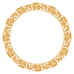 Decorative frame Elegant vector element for design in Eastern style, place for text. Floral golden border. Lace illustration for invitations and greeting cards.
