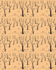 Trees. Winter Christmas landscape background with trees
