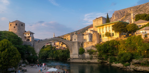 Fototapeta na wymiar Mostar, Old bridge and old town