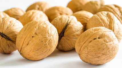 Walnut on  white a background