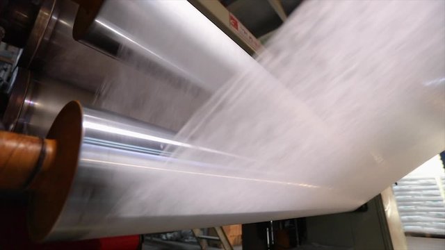 Nonwoven fabric production close-up, polyester conveyor production line