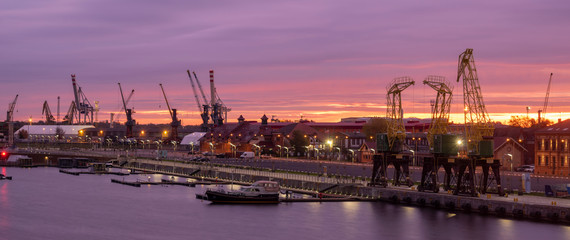 Old port cranes in Szczecin.