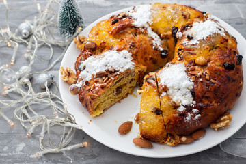 typical portuguese fruit cake Bolo rainha