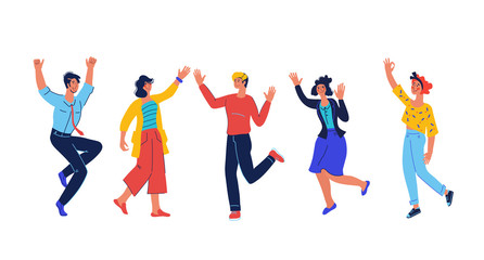 Businessman making advertising promotion announcement or giving positive feedback recommendation with megaphone and buyers flat vector illustration. Refer a friend and Social media marketing.