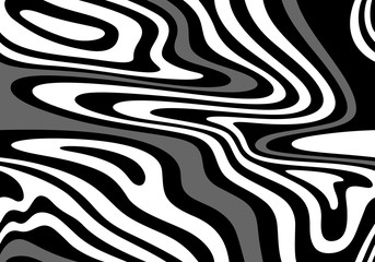 Vector Abstract Monochrome Illustration with Flowing Stripes. Futuristic Optical Illusion. Seamless Pattern