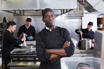 Confident African American chef