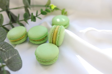 Colorful makarons. Pastel colors. Background