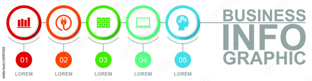Aufkleber infographic vector template for business presentation, diagram, workflow concept with 5 options