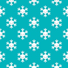 Fototapeta na wymiar Seamless pattern of winter snowflakes, vector background. Repeated texture, surface, wrapping paper. Cute white snow flakes for packaging, cards, banners design