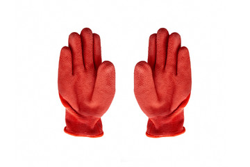 Red Working Gloves Isolated On White Background