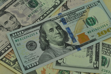 Fototapeta na wymiar U.S. dollars. Texture of hundred dollar bills
