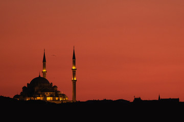 Fototapeta na wymiar Red Sky and the Mosque