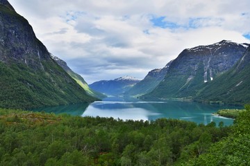 Fototapeta na wymiar Lovatnet Lake - the most beautiful in Norway
