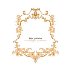 Border, frame label In baroque, rococo, victorian renaissance style. Trendy floral vintage pattern. Vector illustration