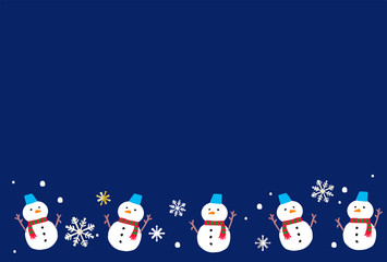 雪だるまと雪の結晶フレーム