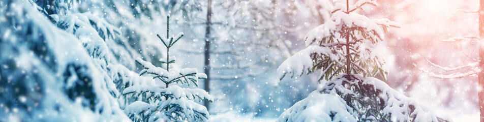 Beautiful tree in winter landscape in the morning