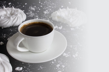 americano, aroma, background, bakery, beautiful, beverage, black, black and white, black background, black coffee, breakfast, cafe, cafeteria, coffee, coffee cup, coffee shop, concept, crumbled mering