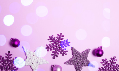 Fototapeta premium New Years decor background flat lay holiday concept