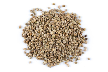 Cannabis Hemp seeds close up macro shot isolated