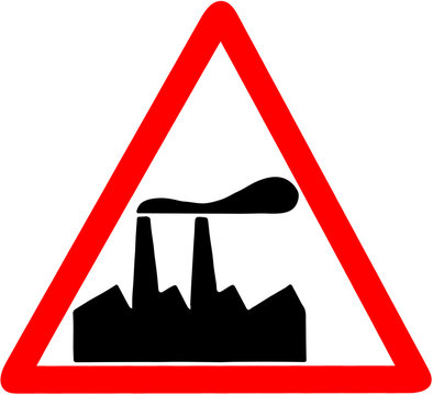 recommend clip art: Factory area caution triangle  road sign on white background