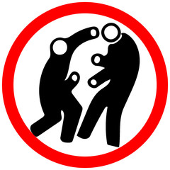 fight allowed area prohibition circular red  road sign on white background