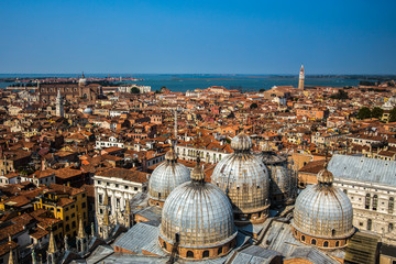 Fototapeta na wymiar Aerial view on Venice city from the bell tower st mark s campanile Italy