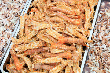 boiled shrimps are in the kitchen