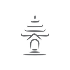 Temple line art illustration vector icon 