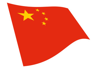 Peoples Republic of China waving flag graphic isolated on white with clipping path