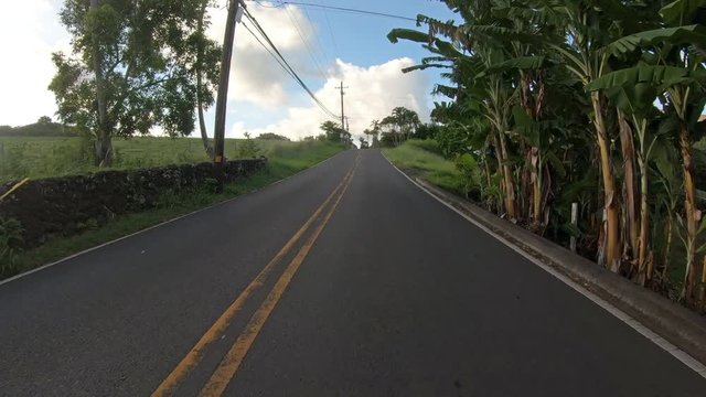 Driving Through Small Hawaiian Town on the Island of Maui