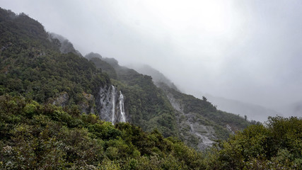 Franz Josef Glacier and valley floor, Westland, South Island, New Zealand
