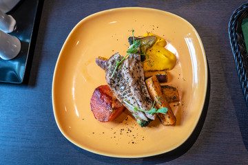 Chicken stewed with vegetables