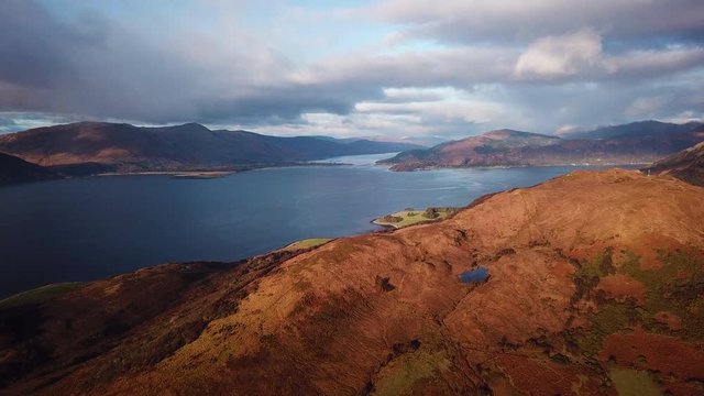 aerial footage of loch linnhe shot from duror on the west coast of scotland in the argyll region of the highlands of scotland showing corran ferry straight and shuna and lismore islands