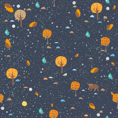 Hand Drawn Seamless Pattern with plants and berries. Artistic Creative Design.